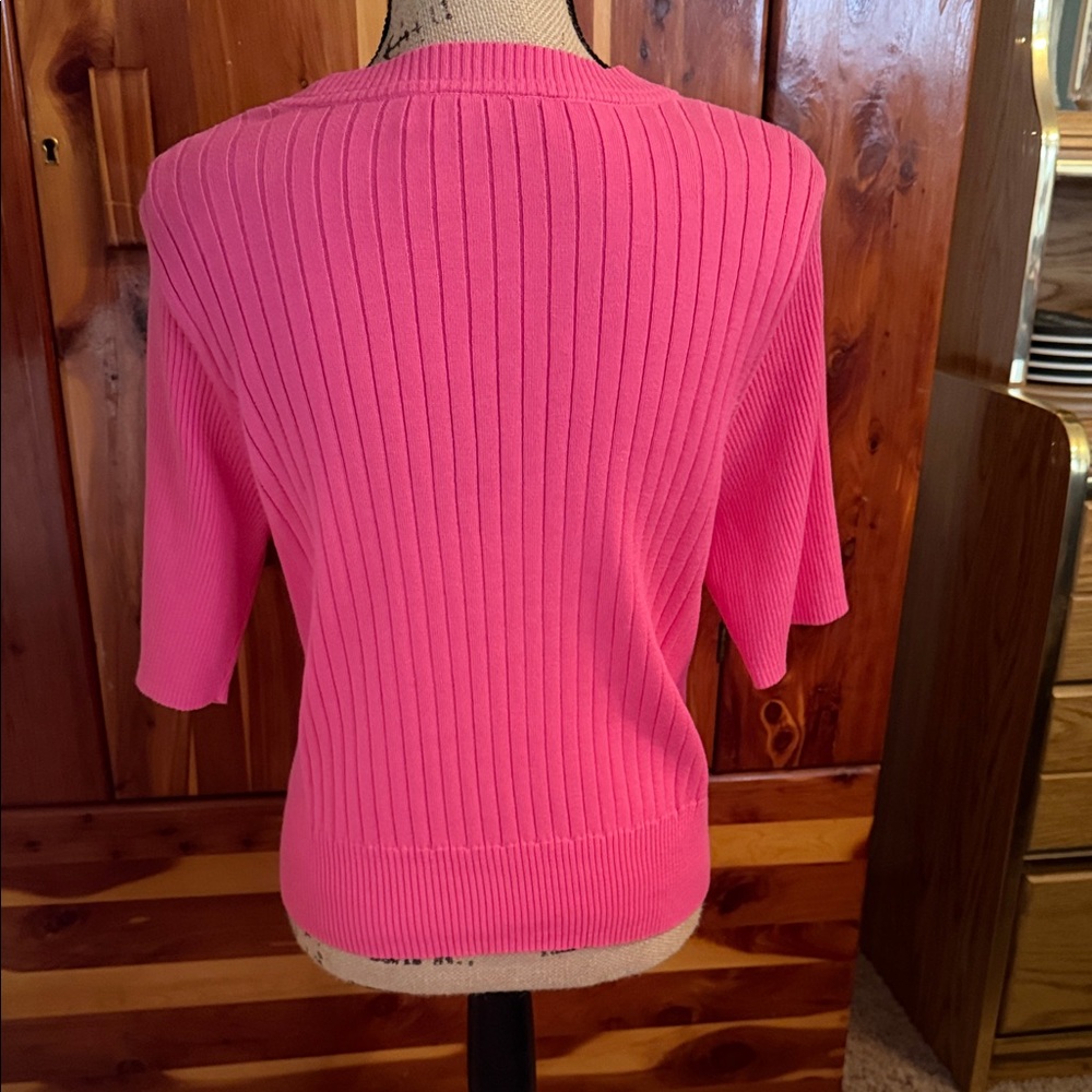 Croft & Barrow Pink Ribbed Cardigan - Picture 2 of 3